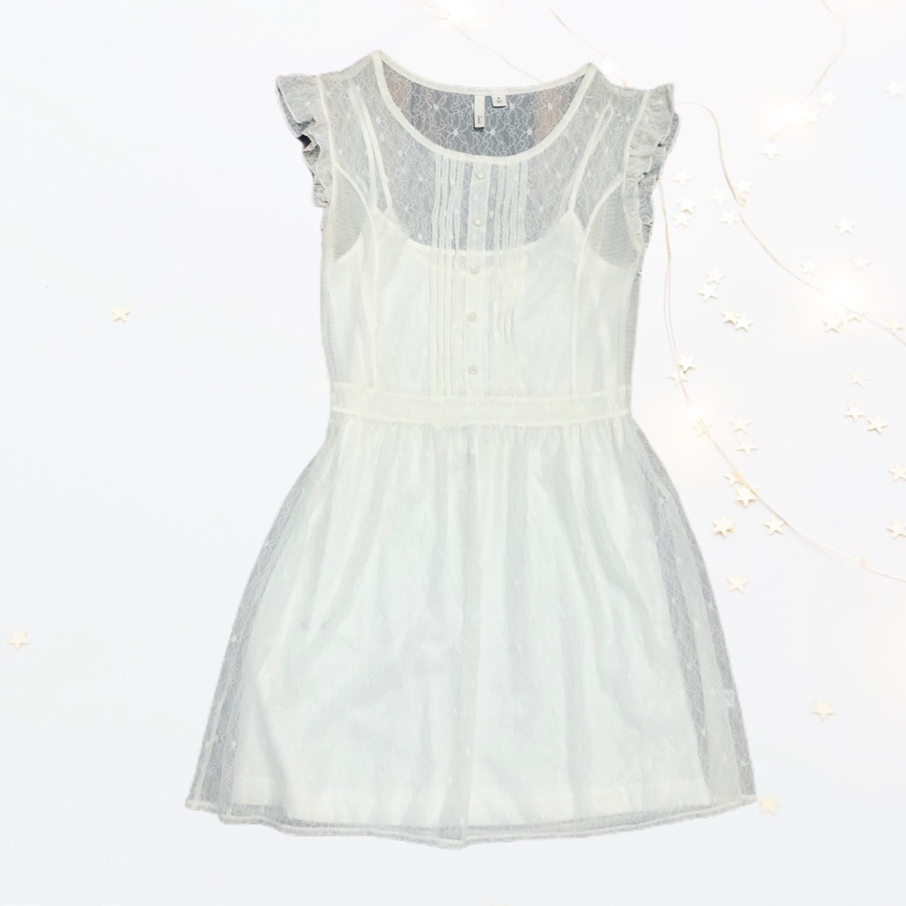 Ivory Button Lace Dress and Slip